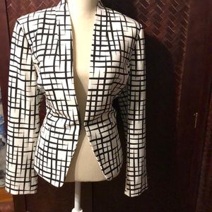 Tahari jacket blazer, black & white, size 14